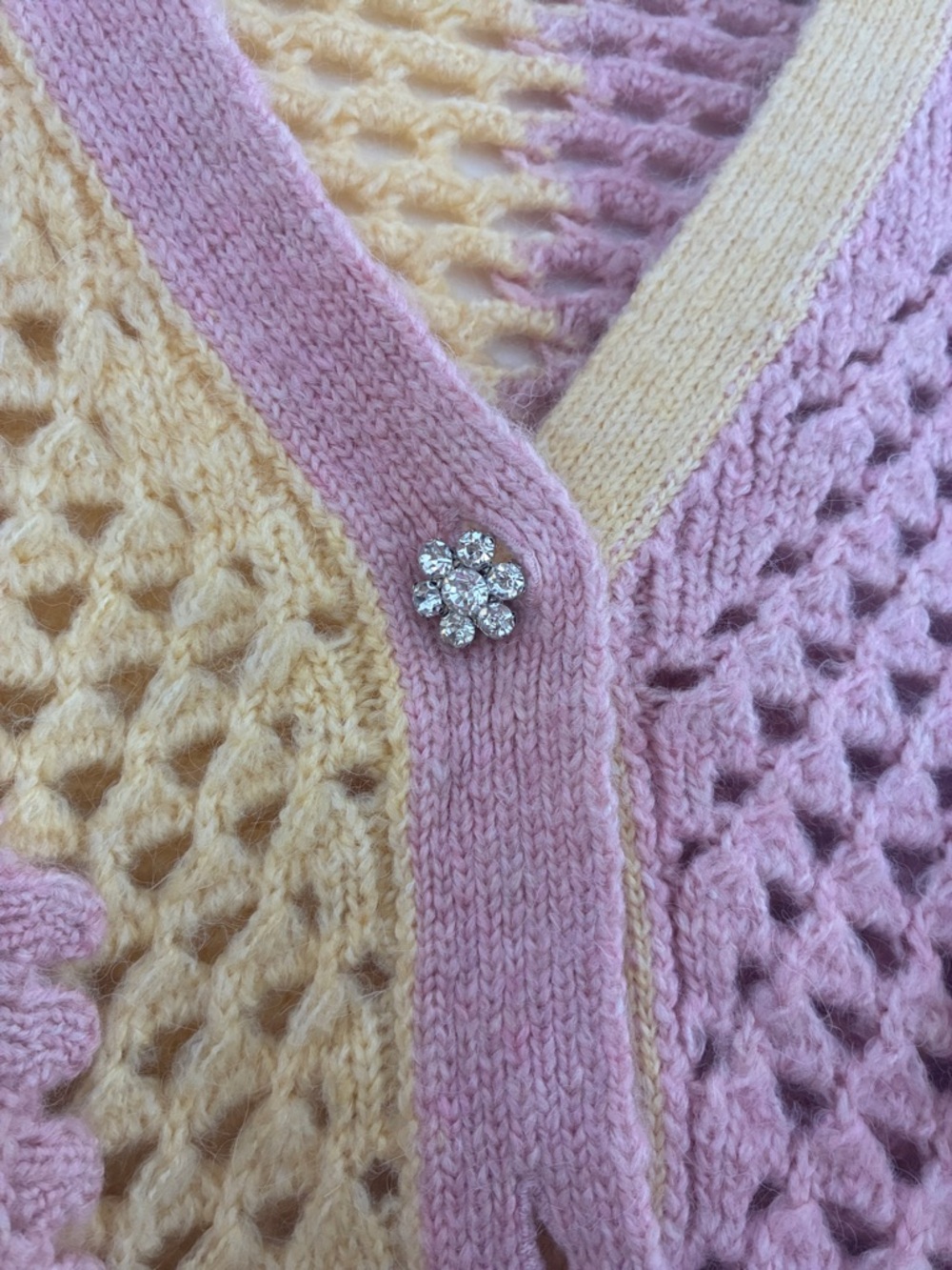 ZARA COLORBLOCK FLOWER BUTTON CARDIGAN - Picture 5 of 6